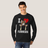 Cute I Heart Furries Furry Fandom Love T-shirt (Voorkant volledig)