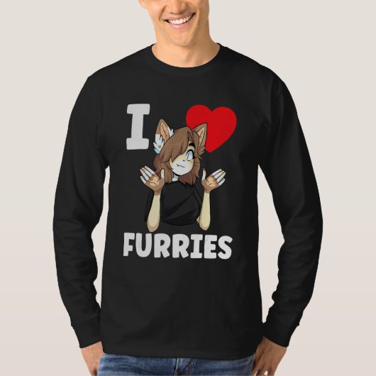 Cute I Heart Furries Furry Fandom Love T-shirt (Voorkant)
