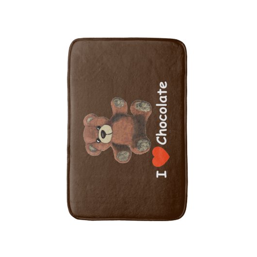 Cute I Heart (Love) Chocolate Teddy Bear Badmat (Voorkant Verticaal)