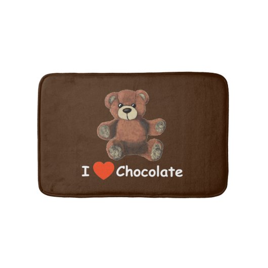 Cute I Heart (Love) Chocolate Teddy Bear Badmat (Voorkant)