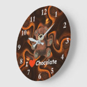 Cute I Heart (Love) Chocolate Teddy Bear Grote Klok (Hoek)