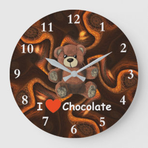 Cute I Heart (Love) Chocolate Teddy Bear Grote Klok