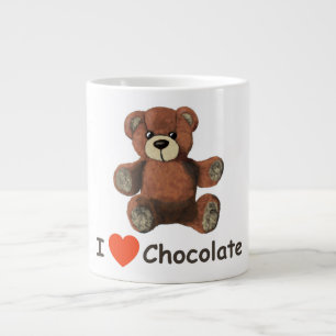 Cute I Heart (Love) Chocolate Teddy Bear Grote Koffiekop