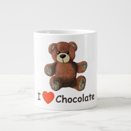 Cute I Heart (Love) Chocolate Teddy Bear Grote Koffiekop (Voorkant)