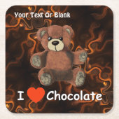 Cute I Heart (Love) Chocolate Teddy Bear Kartonnen Onderzetters (Voorkant)