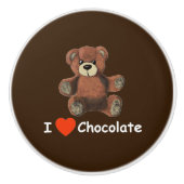 Cute I Heart (Love) Chocolate Teddy Bear Keramische Knop (Voorkant)