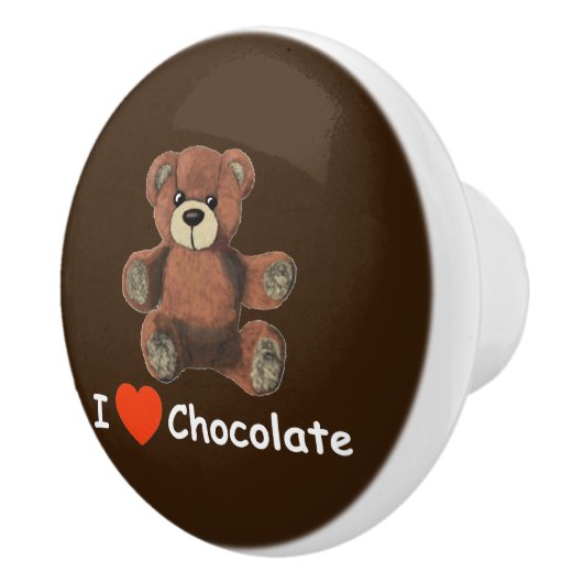 Cute I Heart (Love) Chocolate Teddy Bear Keramische Knop (Rechts)
