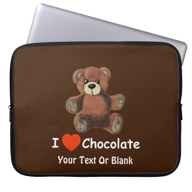 Cute I Heart (Love) Chocolate Teddy Bear Laptop Sleeve (Voorkant)
