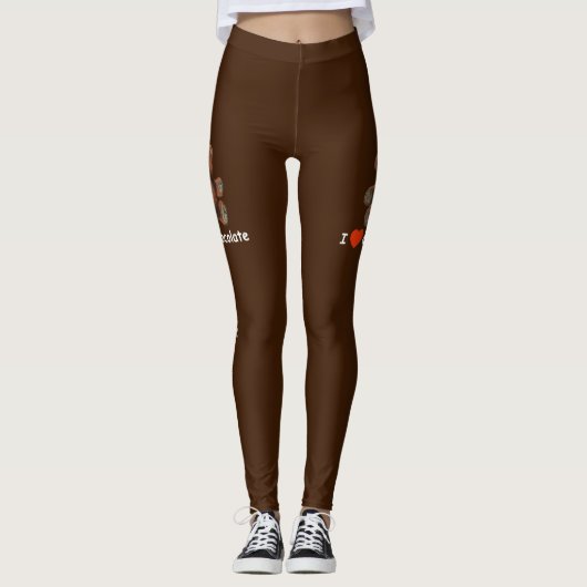 Cute I Heart (Love) Chocolate Teddy Bear Leggings (Voorkant)
