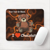 Cute I Heart (Love) Chocolate Teddy Bear Muismat (Met muis)