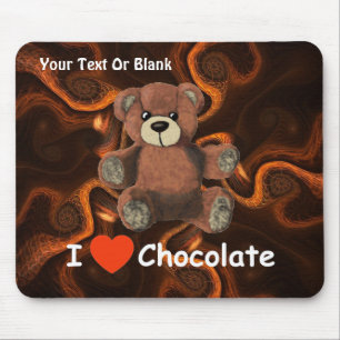 Cute I Heart (Love) Chocolate Teddy Bear Muismat