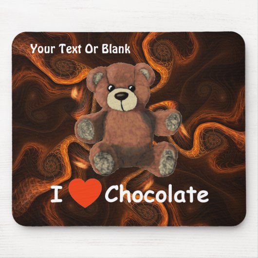 Cute I Heart (Love) Chocolate Teddy Bear Muismat (Voorkant)