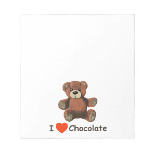 Cute I Heart (Love) Chocolate Teddy Bear Notitieblok