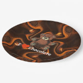 Cute I Heart (Love) Chocolate Teddy Bear Papieren Bordje (Gekanteld)