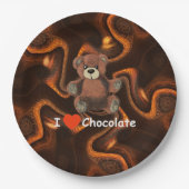 Cute I Heart (Love) Chocolate Teddy Bear Papieren Bordje (Voorkant)