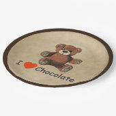 Cute I Heart (Love) Chocolate Teddy Bear Papieren Bordje (Gekanteld)