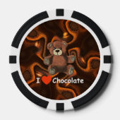 Cute I Heart (Love) Chocolate Teddy Bear Poker Chips (Voorkant)