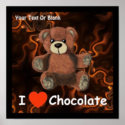 Cute I Heart (Love) Chocolate Teddy Bear Poster (Voorkant)