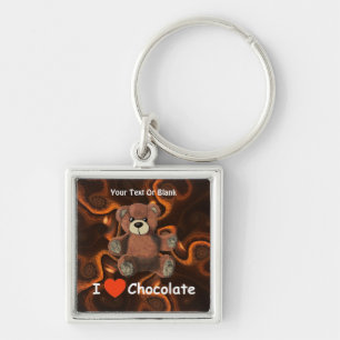 Cute I Heart (Love) Chocolate Teddy Bear Sleutelhanger