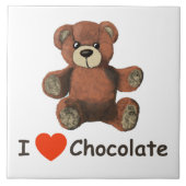 Cute I Heart (Love) Chocolate Teddy Bear Tegeltje (Voorkant)