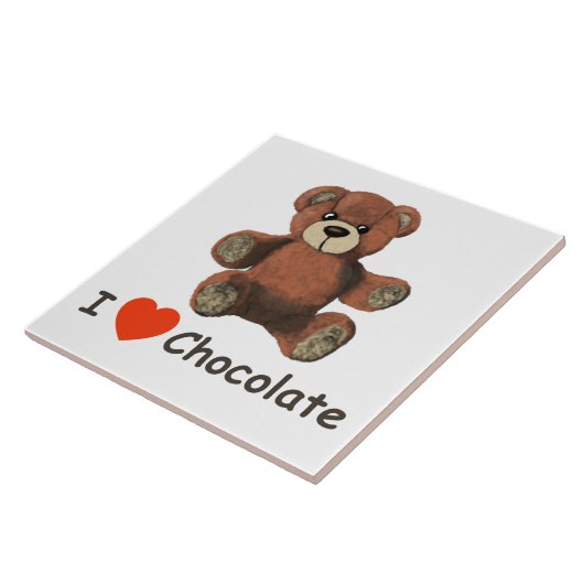 Cute I Heart (Love) Chocolate Teddy Bear Tegeltje (Zijkant)