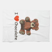 Cute I Heart (Love) Chocolate Teddy Bear Theedoek (Horizontaal)
