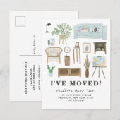 Cute I heeft Boho Waterverf Home Decor Moving Aankondigingskaart (Voorkant / Achterkant)
