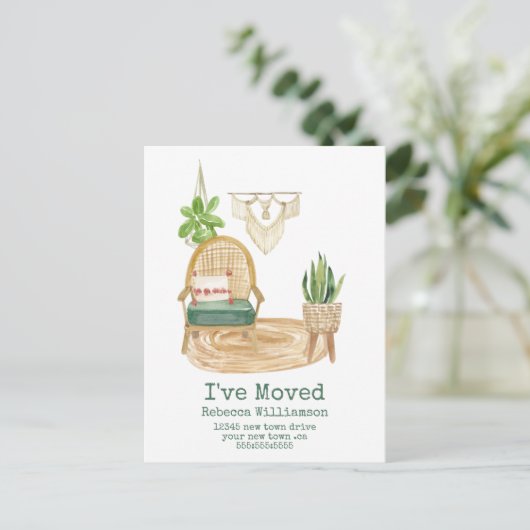 Cute I heeft Boho Waterverf Home Decor Moving Briefkaart (Staand voorkant)