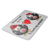 Cute I heeft mijn Penguin Mate for Life Red Heart  Badmat (Gekanteld)