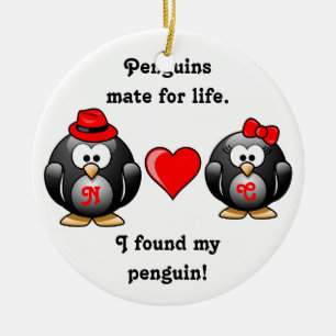 Cute I heeft mijn Penguin Mate for Life Red Heart Keramisch Ornament