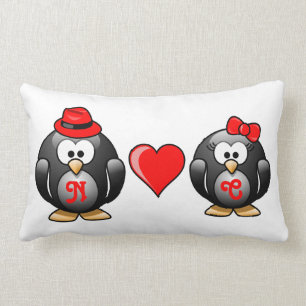 Cute I heeft mijn Penguin Mate for Life Red Heart  Kussen