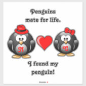 Cute I heeft mijn Penguin Mate for Life Red Heart  Sticker (Vel)