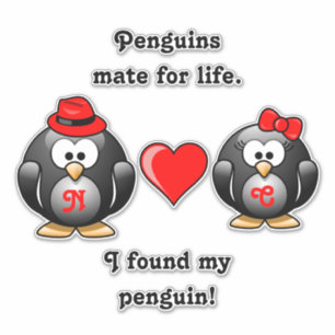 Cute I heeft mijn Penguin Mate for Life Red Heart  Sticker