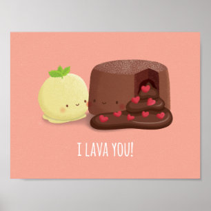 Cute I Lava You Food Puns Couple Room Decor Poster