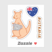 Cute I Love Australian Kangaroo Koala Sticker (Vel)