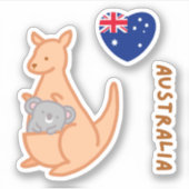 Cute I Love Australian Kangaroo Koala Sticker (Voorkant)