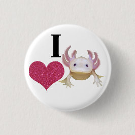 Cute I Love Axolotl Sparkle Heart Ronde Button 3,2 Cm