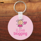 Cute I Love Blogging T-shirt Gift Sleutelhanger (Voorkant)