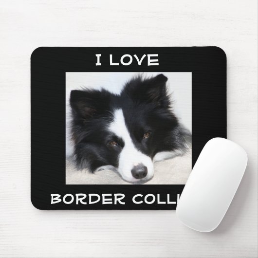 Cute I Love Border Collies Puppy Dog Mousepad Muismat (Met muis)