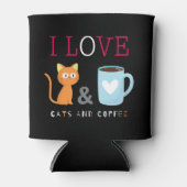 Cute I Love Cats and Coffee Black Blikjeskoeler (Voorkant)