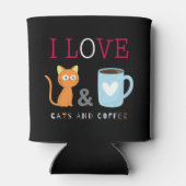 Cute I Love Cats and Coffee Black Blikjeskoeler (Achterkant)