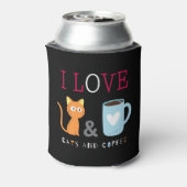 Cute I Love Cats and Coffee Black Blikjeskoeler (Blikje Achterkant)