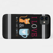 Cute I Love Cats and Coffee Black Case-Mate iPhone Case (Achterkant (horizontaal))