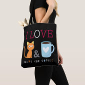 Cute I Love Cats and Coffee Black Tote Bag (Dichtbij)