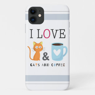 Cute I Love Cats and Coffee White Case-Mate iPhone Case