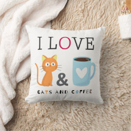 Cute I Love Cats and Coffee White Kussen