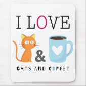 Cute I Love Cats and Coffee White Muismat (Voorkant)