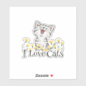 Cute I Love Cats Sticker (Vel)