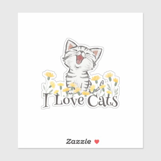 Cute I Love Cats Sticker (Vel)