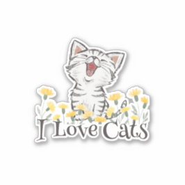 Cute I Love Cats Sticker
